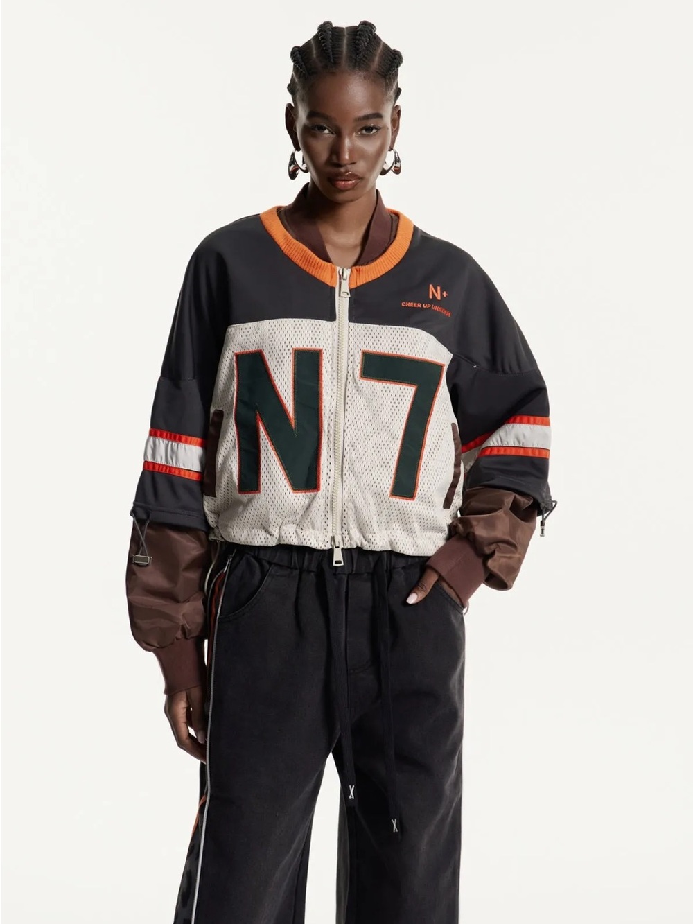 Cheer Up Uniform N7 Colorblock Mesh Bomber Jacket Like New